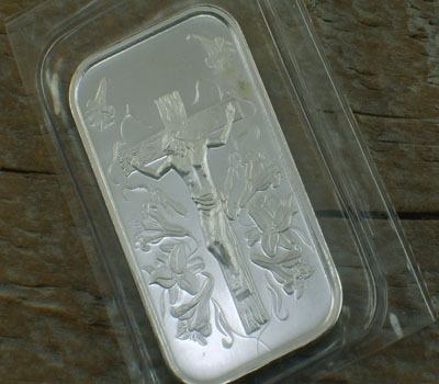 .999 Fine Silver 1-Ounce Bar - Jesus on the Cross